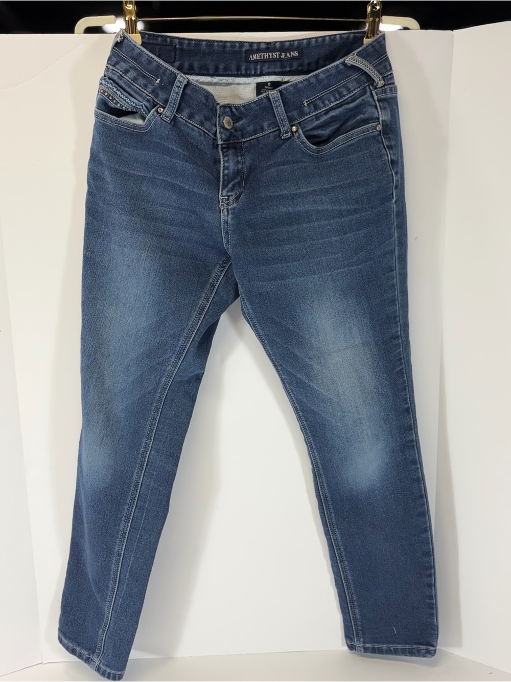 Amethyst Jeans Blue Denim Skinny Leg Stretch Size 9 Short